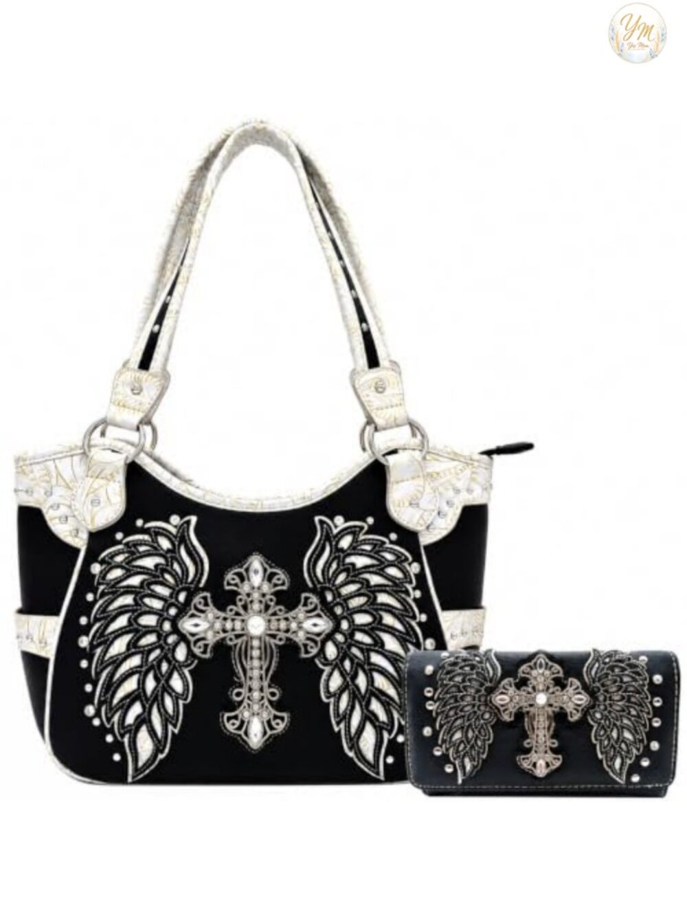 Western Cross Wing Shoulder Purse Wallet Set Concho Concealed Carry